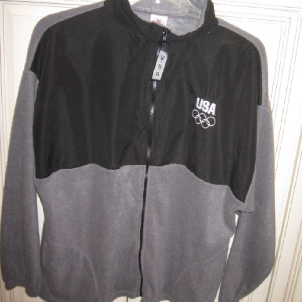 USA Olympic Committee Full Zip London Games Gray Fleece Jacket Men's X-Large